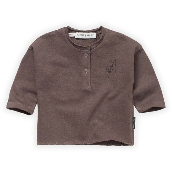 Peace Hands Solid Grandad Tee Shirt - Wood - Picture 1 of 2